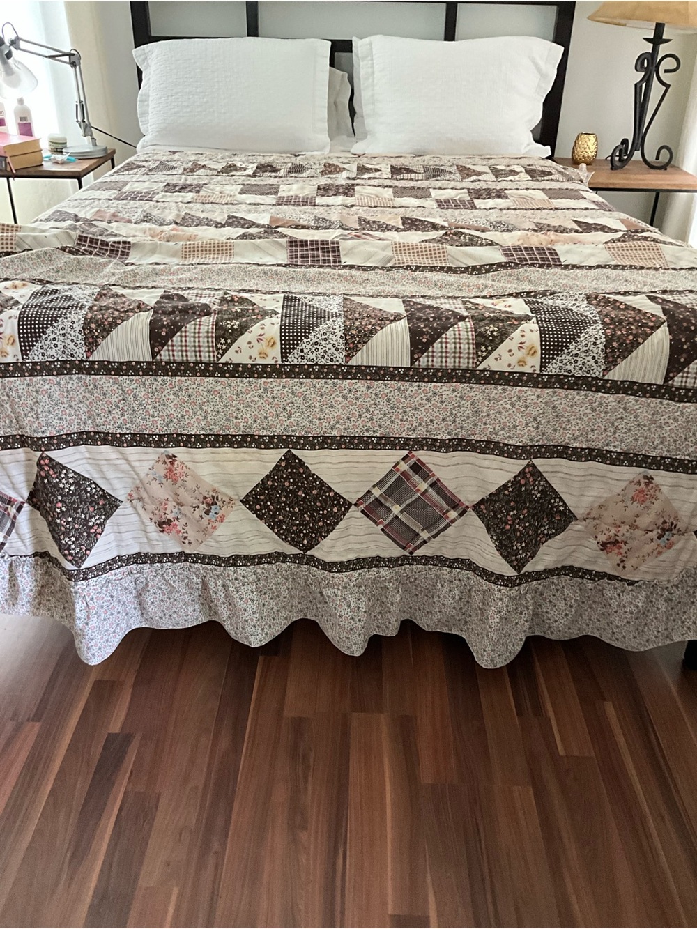 Vintage JCPenney Twin Lightweight Patchwork Quilted Bedspread – Made in USA –